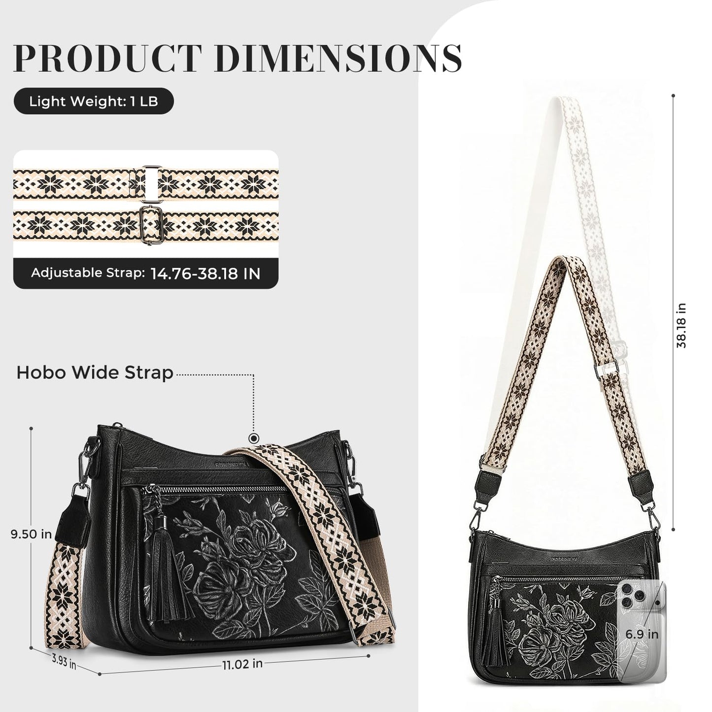 Crossbody Bags for Women, Purple Vegan Leather Medium Crossbody Purse, Spacious Daily Travel Shoulder Bag with Boho Strap