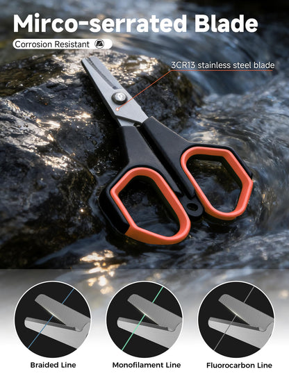 pullther fishing Fishing Tools Kit, 9" Fishing Pliers,3.9" Fishing Scissors, Fishing Line Cutter for Braided Fishing Line,Fishing Gear with Lanyard