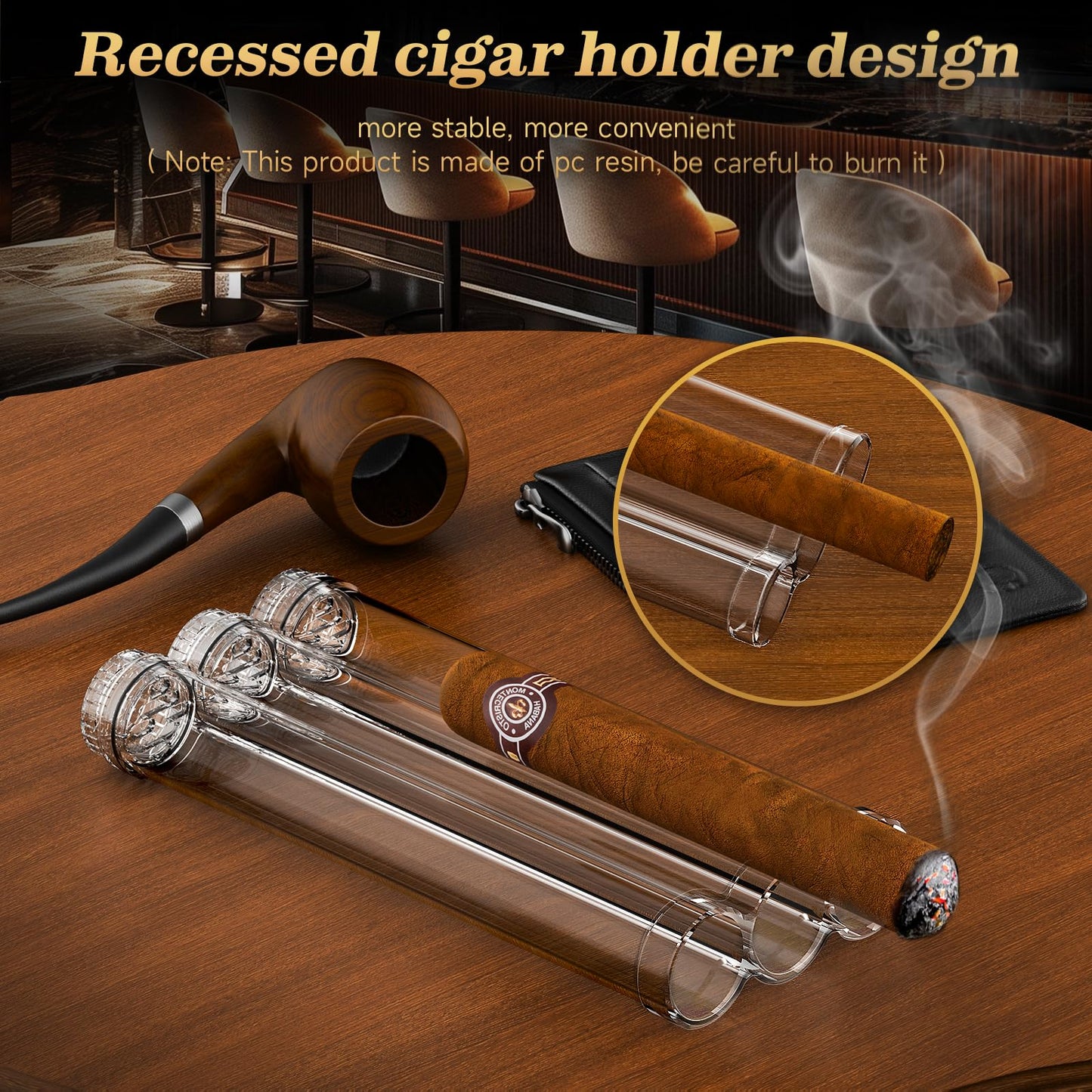 KEJIAR Cigar Tube, 3 Cigar Travel Cigar Case with Gel Cigar Humidifier and Airtight Silicone Seal, Cigar Case Gift for Men (2)