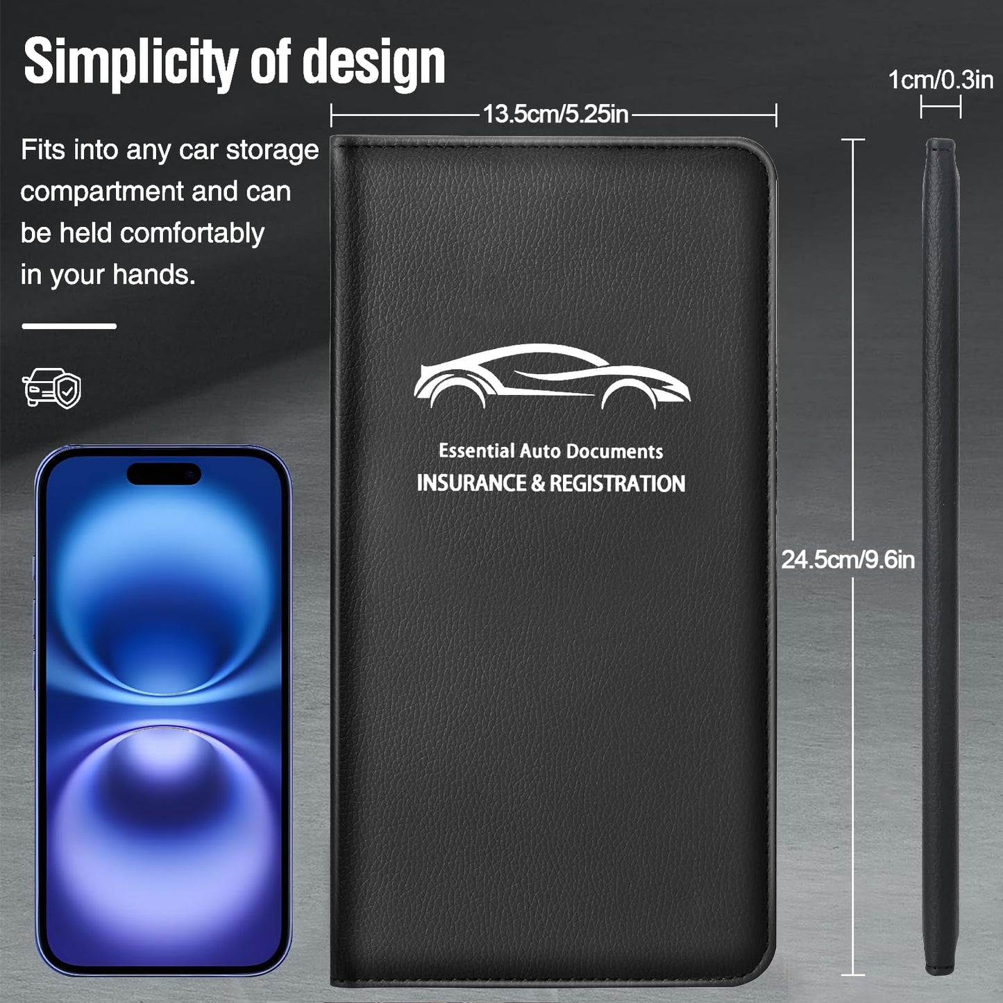 Giftguys Car Insurance and Registration Card Holder | for BMW Ford Tesla Cadillac All Cars | Store Cards, ID License & Essential Documents | Premium Leather with Magnetic Closure