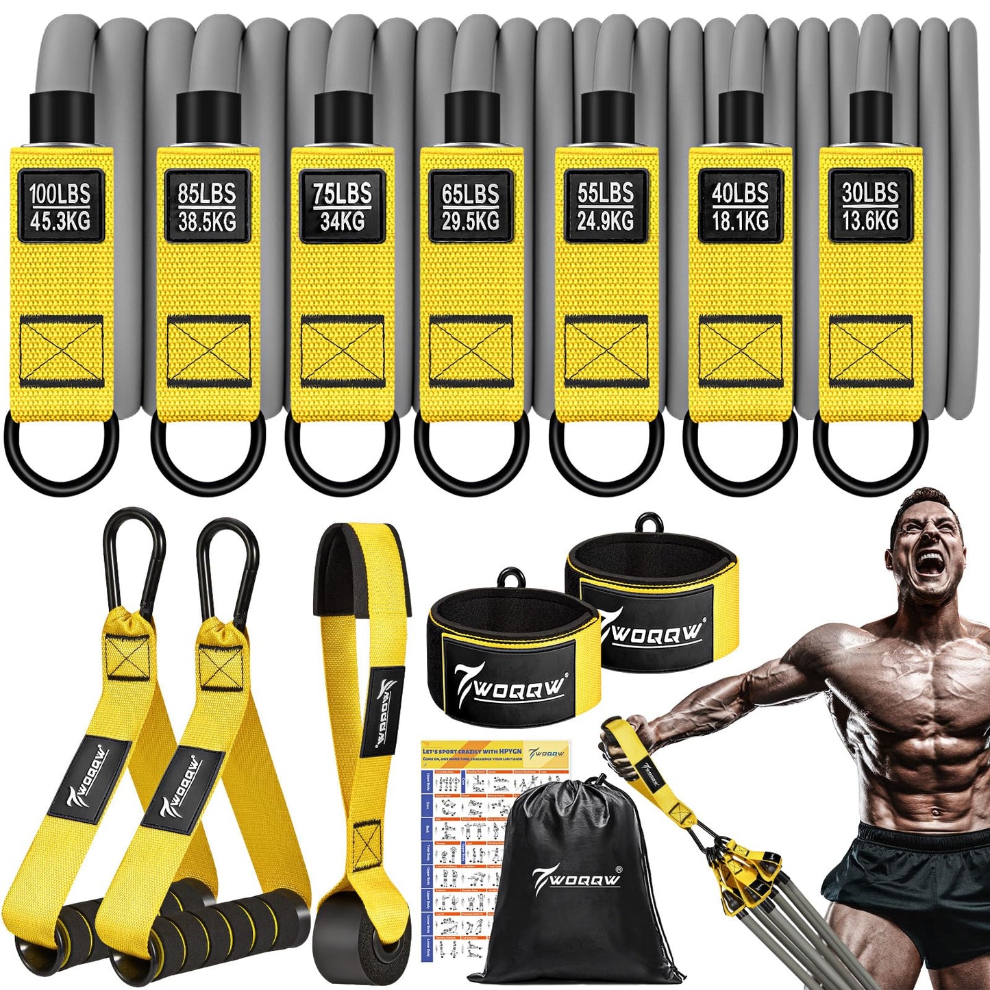 Heavy Resistance Bands for Working Out, 350lbs/450lbs Exercise Bands with Handles, Workout Bands Set for Men, Fitness Weight Bands for Muscle Strength Training, Stretching, Slim, Home Gym Equipment
