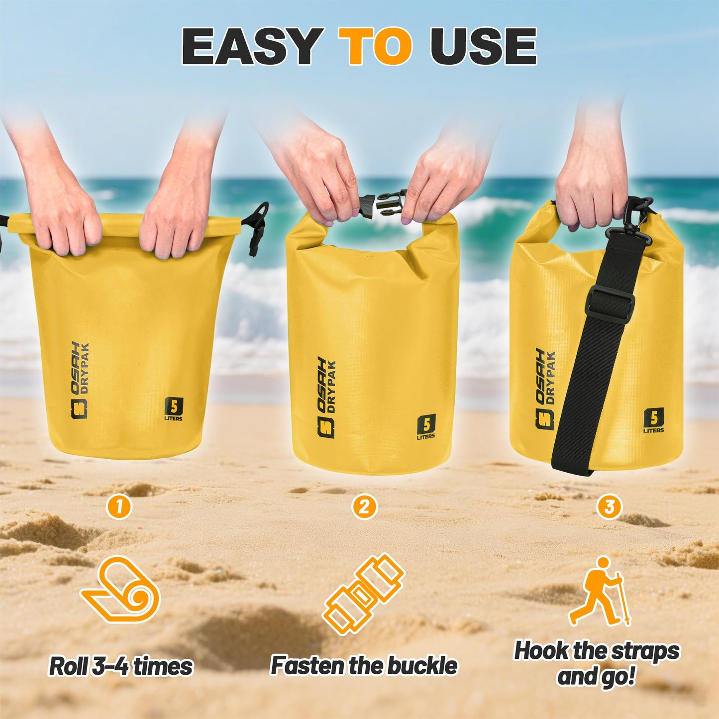 Waterproof Dry Bag, 5L/10L/20L/30L/40L Roll Top Lightweight Storage Backpack with Phone Case for Women & Men, Floating Waterproof Sack for Travel, Swimming, Kayaking, Paddle Board, Camping & Beach