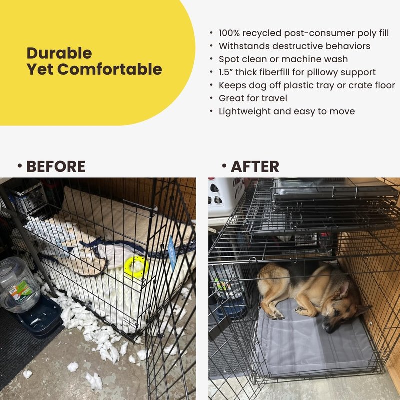 K9 Ballistics Tough Ripstop Dog Crate Pad - Durable, Machine Washable Kennel & Travel Mat for Puppies and Medium Dogs, 35 x 22 fits 36” Wire Crate, Obsidian Black