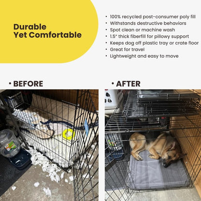 K9 Ballistics Tough Ripstop Dog Crate Pad - Durable, Machine Washable Kennel & Travel Mat for Puppies and Medium Dogs, 35 x 22 fits 36” Wire Crate, Obsidian Black