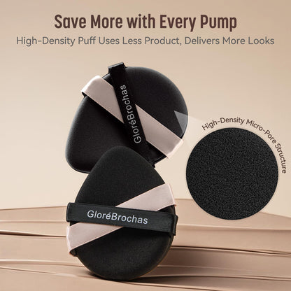 Makeup Sponge Set, GloréBrochas 4PCS Micro Porous Foundation Sponge, Latex-Free PU Makeup Puff, Low Absorption 3.2 Inch Soft Dual-Sided Foundation Puff, Individually Wrapped