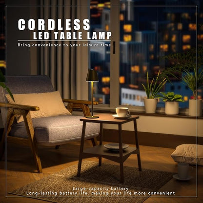 LED CordlessTable Lamp,4000mAh Rechargeable Battery Desk lamp,3 Level Brightness Portable Night Light, Minimalist Design, for Couple Dinner/Coffee Table/Restaurant/Bedroom(Bronze)