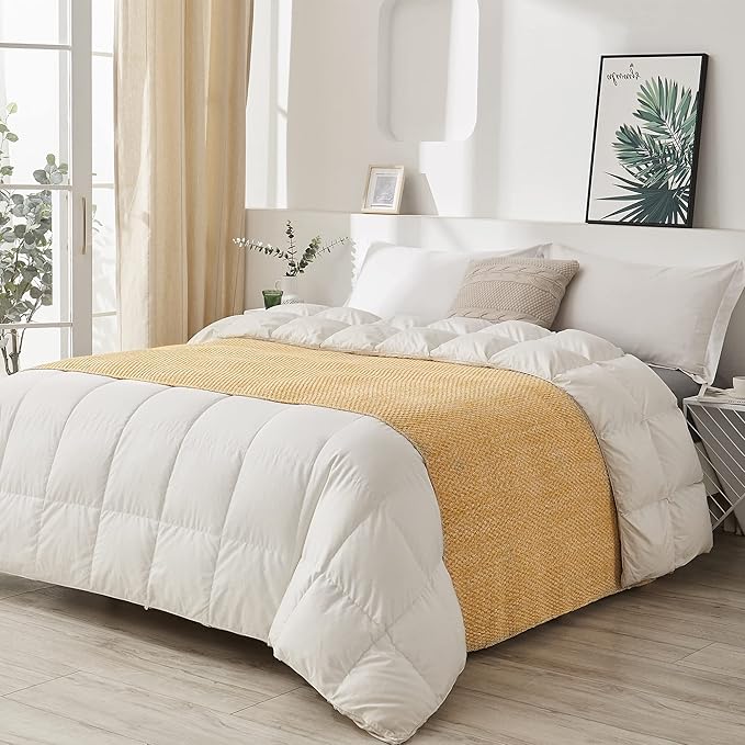 Longhui bedding Gold Knitted Throw Blanket for Couch, Soft, Cozy Machine Washable 100% Cotton Sofa Blanket, 60”x80”, Mustard Yellow and White, Laundry Bag Included