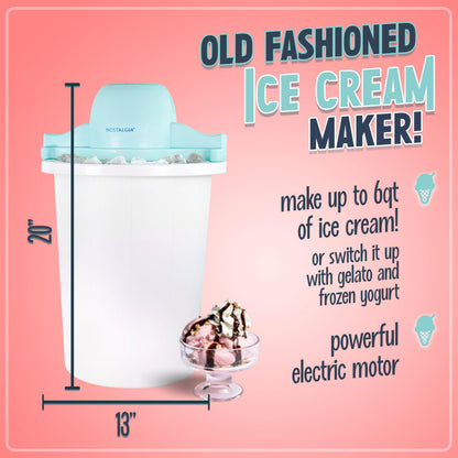 Nostalgia Electric Ice Cream Maker - Old Fashioned Soft Serve Ice Cream Machine Makes Frozen Yogurt or Gelato in Minutes - Fun Kitchen Appliance - Vintage Wooden Style - Light Wood - 4 Quart