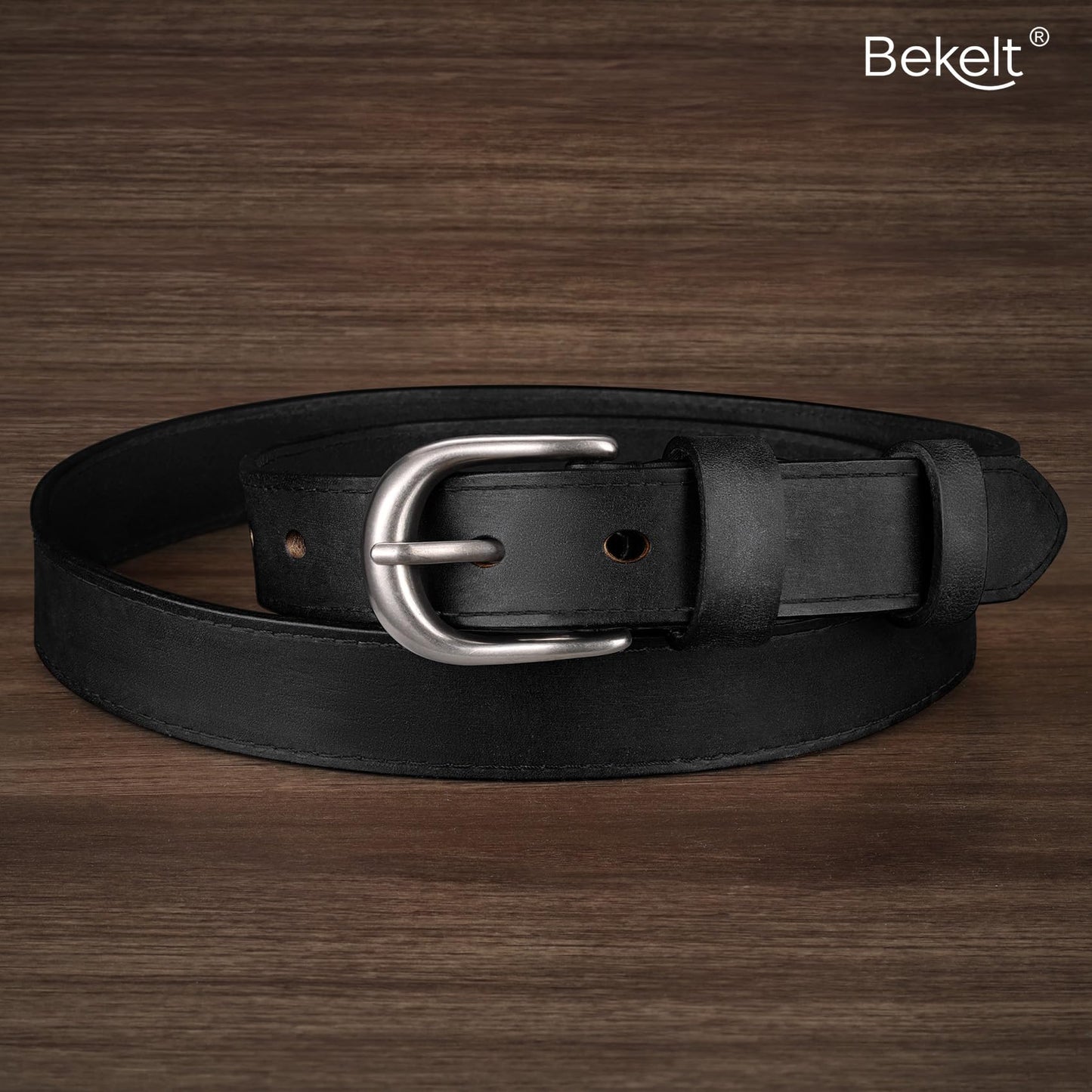 Bekelt Genuine Leather Belt for Women with Gold/Silver Buckle Women's Full Grain Leather Waist Belt for Jeans Dresses Pants