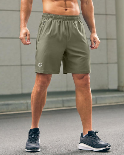 G Gradual Men's Athletic Running Shorts with Zipper Pockets Quick Dry 7"/ 5"/ 9" Workout Gym Shorts for Basketball Hiking(Sage Green,7XXL)