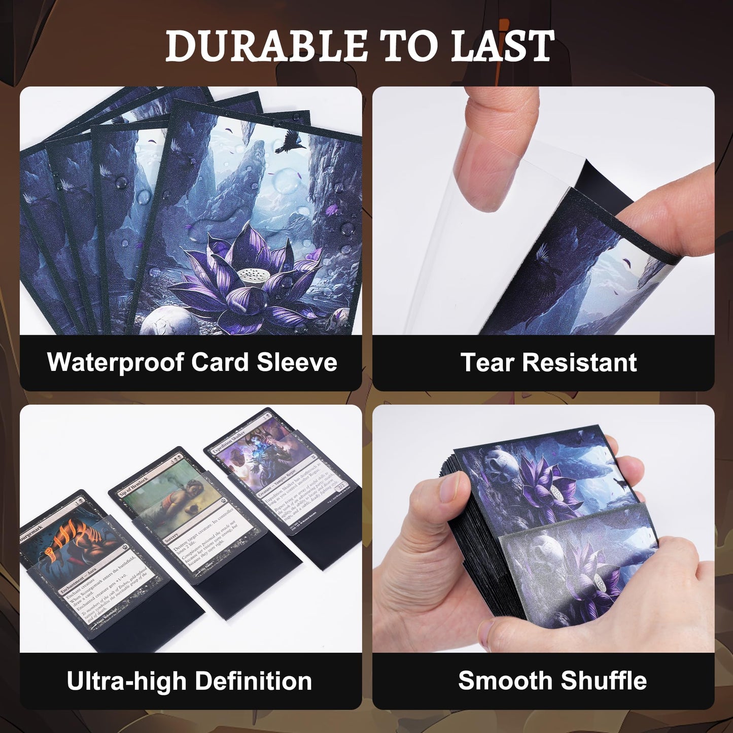Kabinka MTG Card Sleeves - 100 Standard Size Pack Clear Front & Matte Finish Back with Lotus, Premium Sleeves for Magic The Gathering TCG