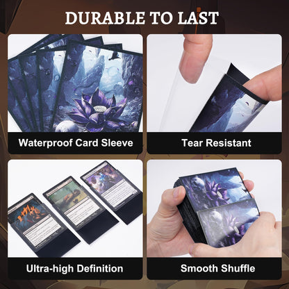 Kabinka MTG Card Sleeves - 100 Standard Size Pack Clear Front & Matte Finish Back with Lotus, Premium Sleeves for Magic The Gathering TCG