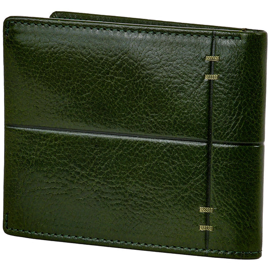Time Resistance Leather Wallet – Italian Handmade Minimalist Design Wallet - Billfold Credit Card and Cash Holder (Green)