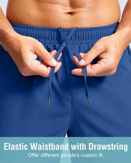 G Gradual Men's Athletic Running Shorts with Zipper Pockets Quick Dry 7"/ 5"/ 9" Workout Gym Shorts for Basketball Hiking(Royal Blue,5XXL)