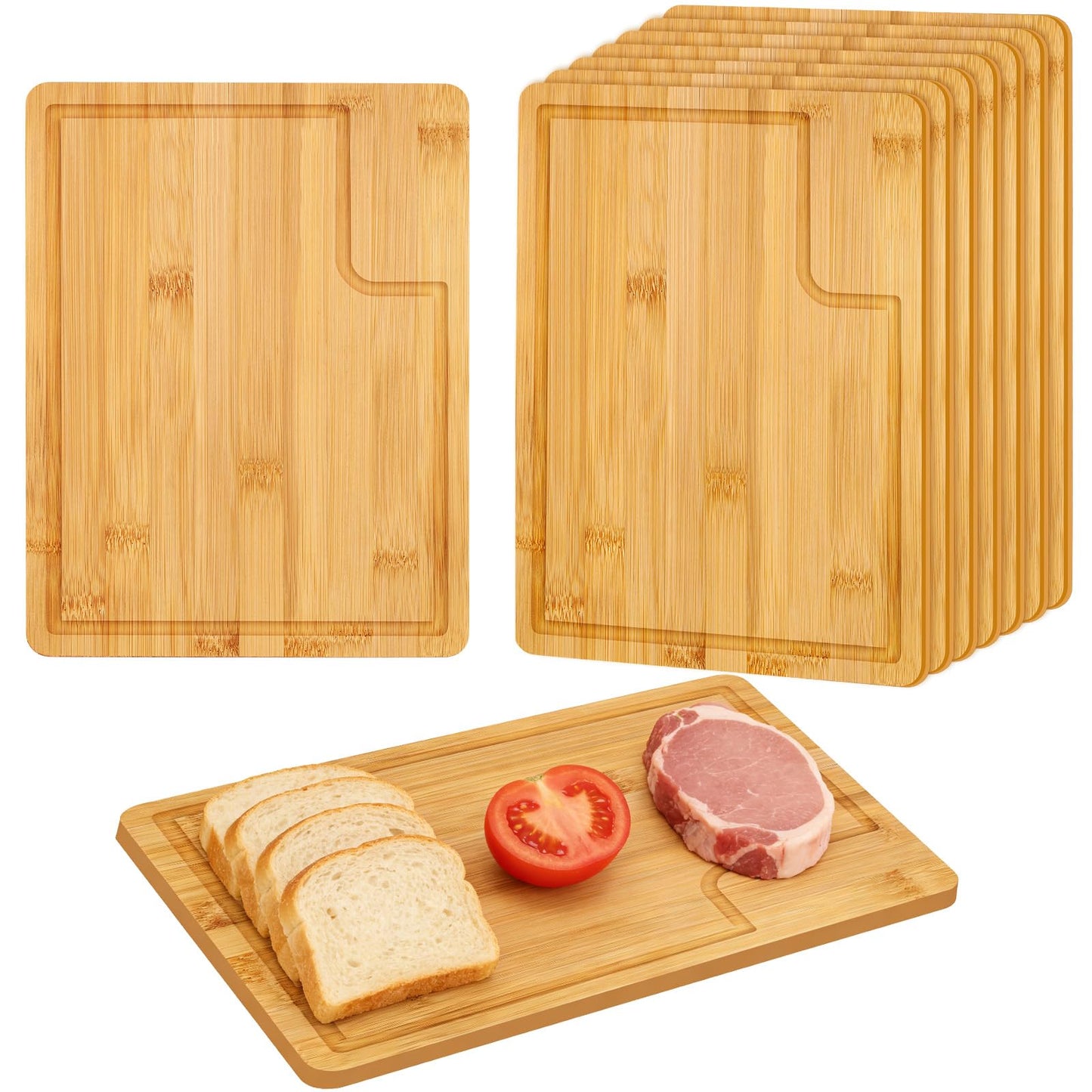 Lincia 12 Pcs Cutting Board Bulk with Juice Groove Christmas Charcuterie Board Large Bamboo Rectangular Wooden Cutting Boards for Kitchen Xmas Party Bridal Shower Favor Meat Cheese Bread Vegetables