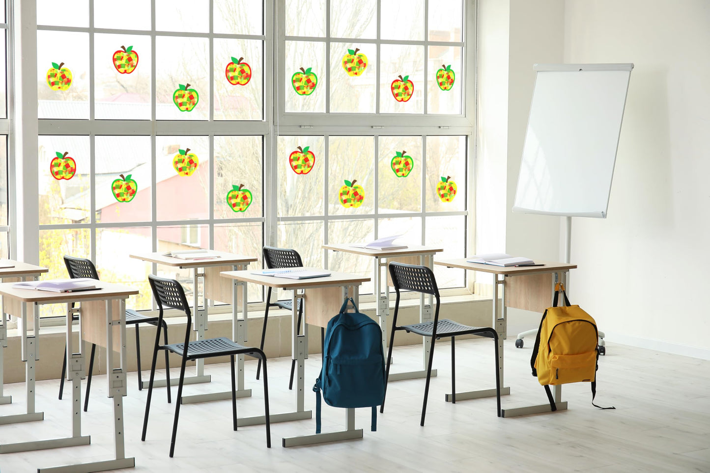 Renbuzhu 40PCS Back to School Apple-Shaped Crafts Bulk: Tissue Paper Sign Suncatchers, First Day of Classroom Activities DIY Kit, Fall Decorations, Window Stained Glass Effect Art Supplies