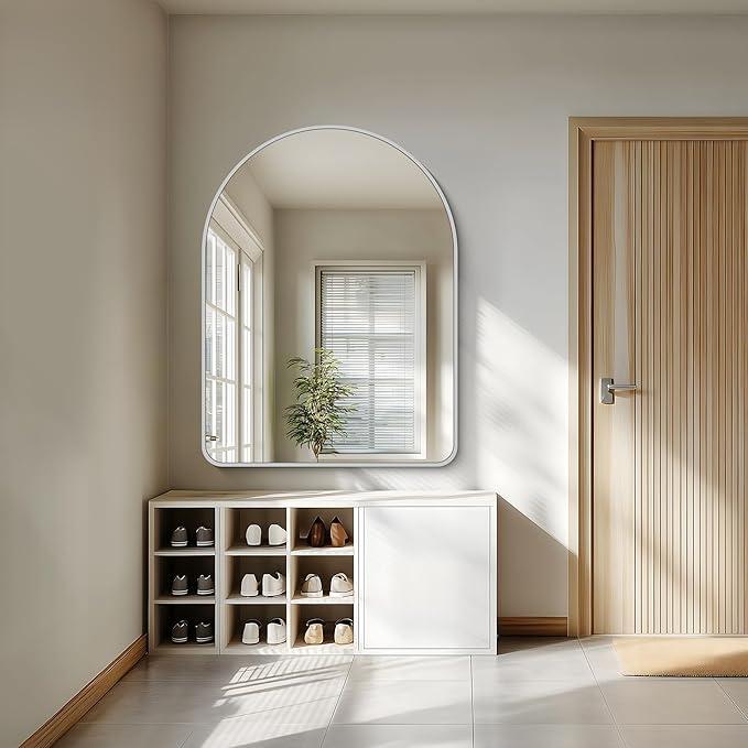 FORBATH Large Arched Wall Mirror 48x36 Inch, Silver Arch Bathroom Mirror with Aluminum Frame, Arched Mirror for Dresser, Fireplace,Entryway,Home Decor,Hanging or Leaning Against Wall