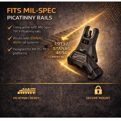 45 Degree Offset Flip Up Iron Sights – IMI Defense Low Profile Canted Flip Sights, Fast Target Transition, Dual Aperture, Secure Locking, Picatinny Compatible (Black)