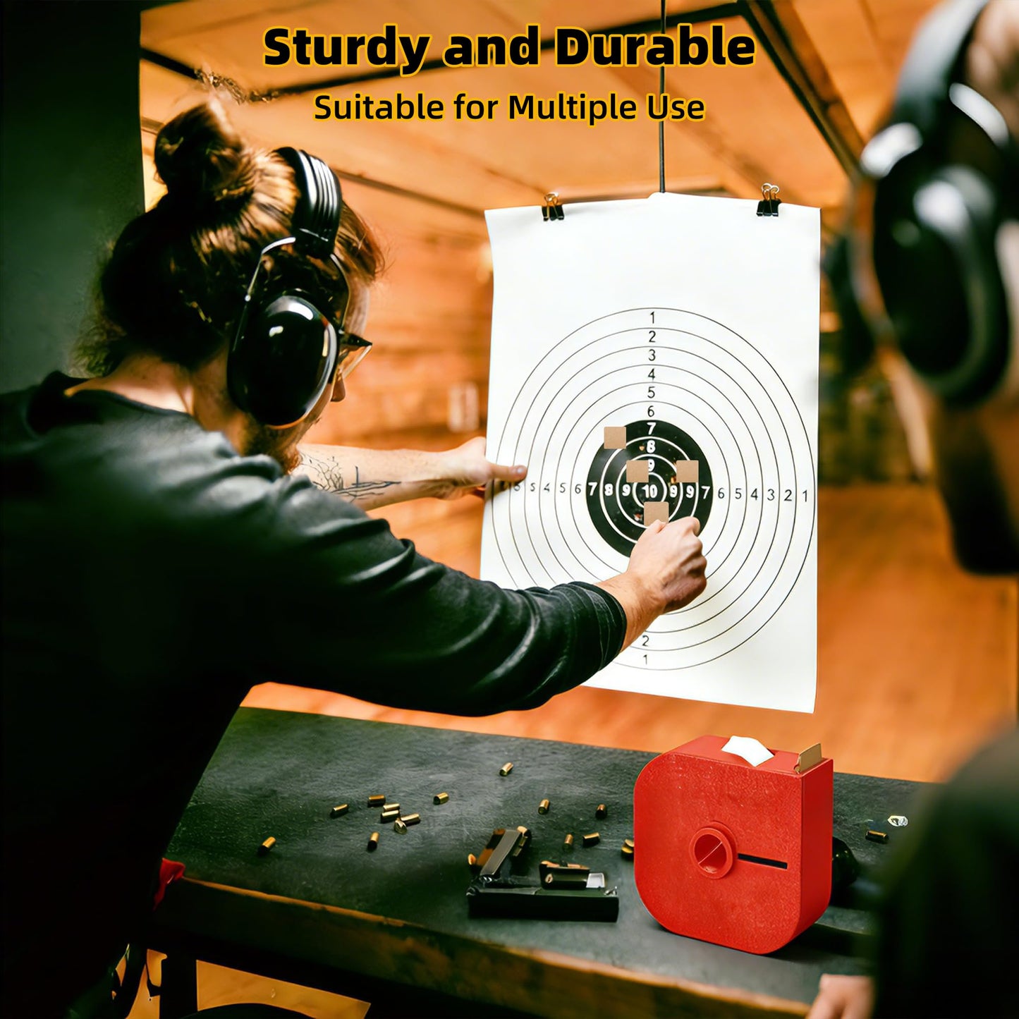 Target Pasters Dispenser Box with Target Stickers, Easy Access&Storage, Self-Adhesive Shooting Targets Pasters for Shooting Range,Targets Cardboard Repair Patches,Perfect for USPSA, IPSC, IDPA(RED)