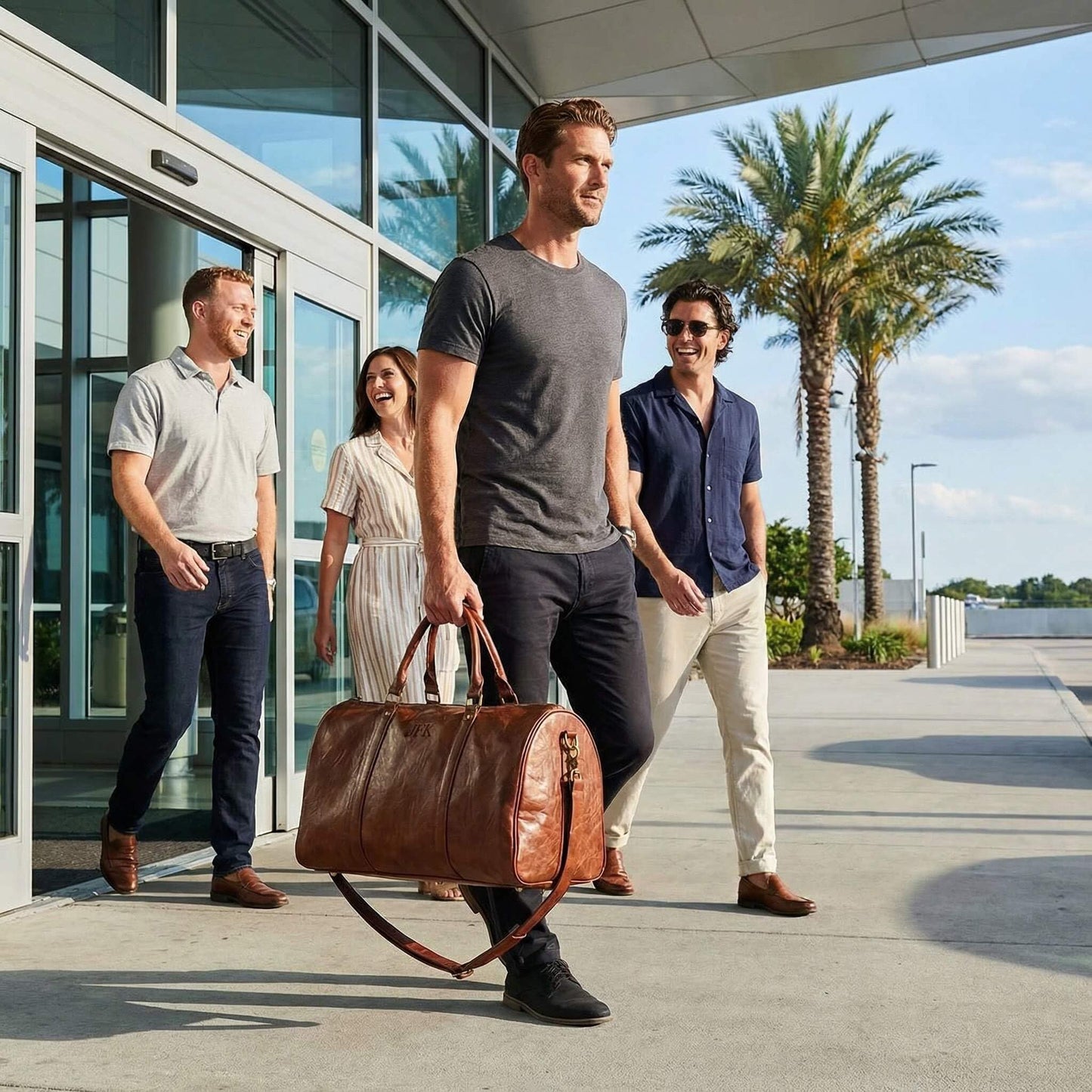 Embossed Travel Duffel Bag for Men - Weekender Bag with Monogram Options, Stylish and Durable Travel Bag for Overnight and Business Trips