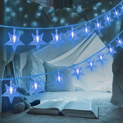 ITICdecor Star Lights Star String Lights 15 FT 30 LED Fairy Light Battery Operated Indoor&Outdoor Twinkle Christmas Lighting Bedroom Decor for Xmas Tree(Blue)