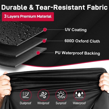 Mionovity Bass Boat Cover 16-18.5ft, 600D Heavy Duty Waterproof Boat Cover 16 17 18.5 Foot (16'-18.5' with Motor Cover), Fits V-Hull, Fishing, Runabout Bowrider Boat