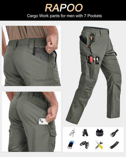 Rapoo Tactical Pants for Men Cargo Hiking Working Hunting Pants for Men Mens Outdoor Pants Green 34Wx30L