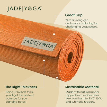 JadeYoga Harmony Yoga Mat - Durable & Thick Gym Fitness Mat, Non-Slip Natural Rubber Yoga Mat - Home Exercise & Stretching Mat, Workout Mat - Yoga, Pilates & Meditation for Women & Men