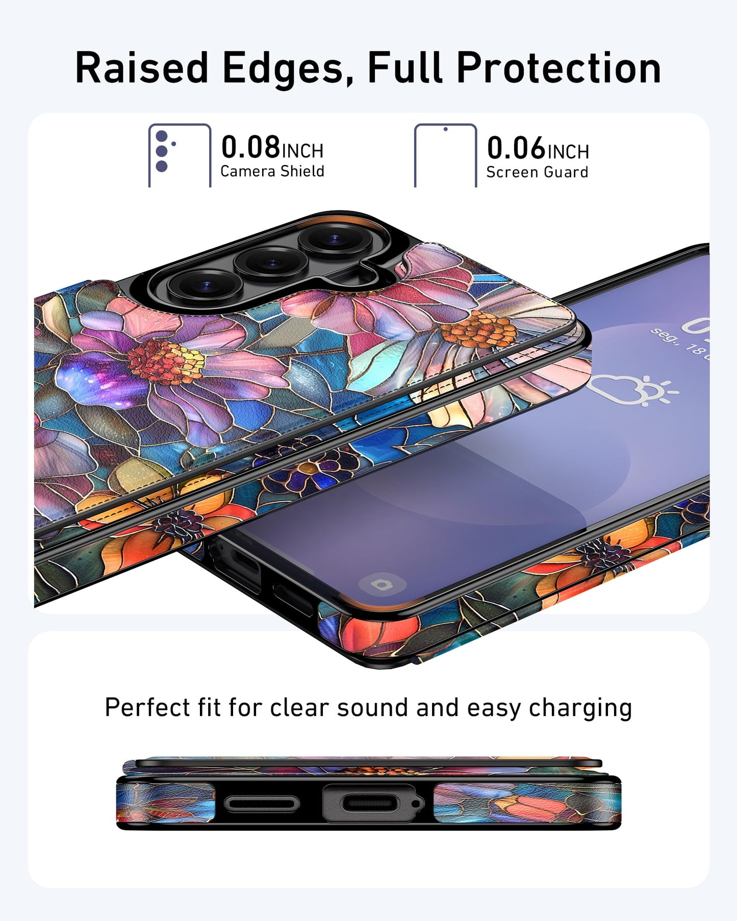 bemal Wallet Case for Samsung Galaxy S26, Floral PU Leather Phone Cover with Card Holder Slots, RFID Blocking, Kickstand, Cute Aesthetic Protective Case for Women Girls, Vibrant Defined Blossoms