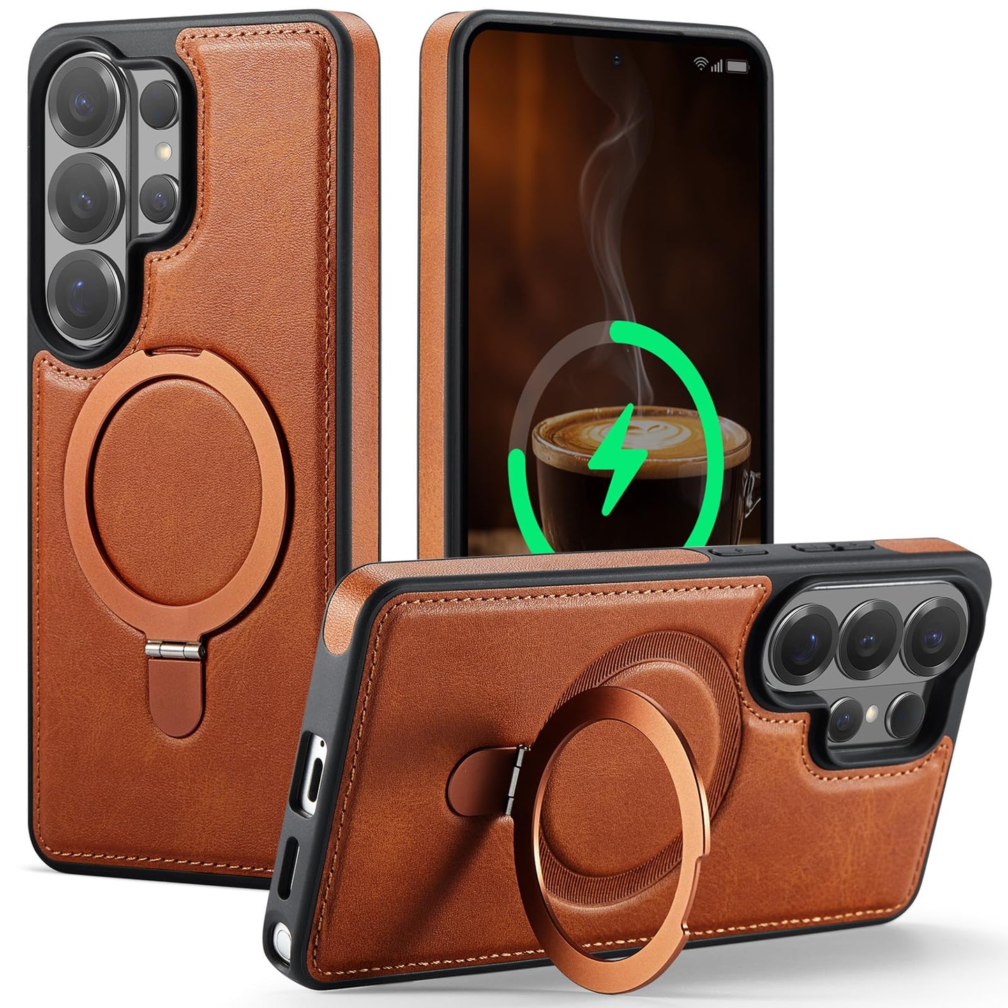 CHEEWADA for Samsung Galaxy S26 Ultra Case with Stand Compatible with Magsafe, Slim PU Leather & Rubber Drop Proof Magnetic Kickstand Protective Phone Cases Cover for Galaxy S26 Ultra 6.9", Brown