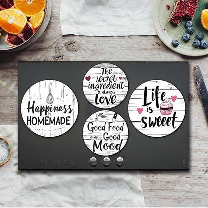 Farmhouse Rustic Electric Stove Burner Covers，Set of 4 Round Stove Burner Covers，8 Inches and 10 Inches，Gas Stove Burner Covers,Metal Stove Burner Cover，Kitchen Cooktop Decorative，Home Kitchen Decor