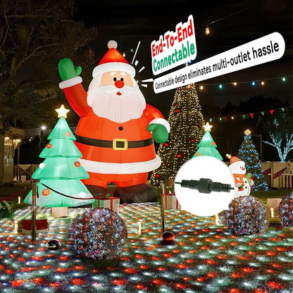 LitHome 21FT x 5FT Christmas Net Lights Outdoor, 360 LED Red White Bush Lights with 8 Modes, Connectable Waterproof Net Mesh Light Dark Green Wire for Bushes Shrubs Outdoor Christmas Holiday Decor