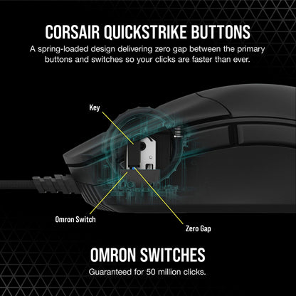 Corsair Sabre RGB PRO Champion Series FPS/MOBA Gaming Mouse - Ergonomic Shape for Esports and Competitive Play - Ultra-Lightweight 74g - Flexible Paracord Cable