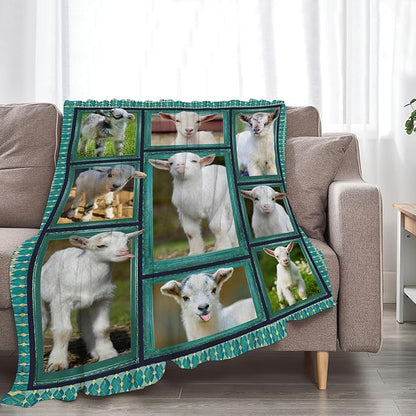 Cute Goat Blanket, Farmhouse Animal Throw Blankets, Goats Fuzzy Plush Blanket Ultra Soft for Goat Lover Gift Kids Teens Women Men Girls Boys Stuff Decor for Home Bedding Sofas Couch Camping 50"X40"