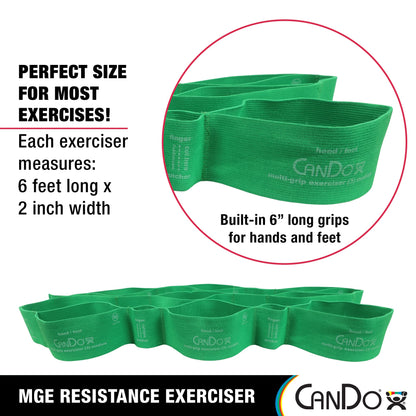 CanDo Multi-Grip 6 Foot Exercise Resistance Band with Hand/Foot Loops for Total Body Workouts, Training, Rehab, Stretching and Therapy