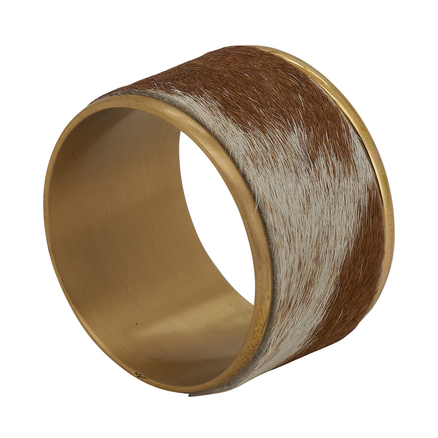 SARO Lifestyle Collection Cow Hide Napkin Rings (Set of 4), 1.5", Brown