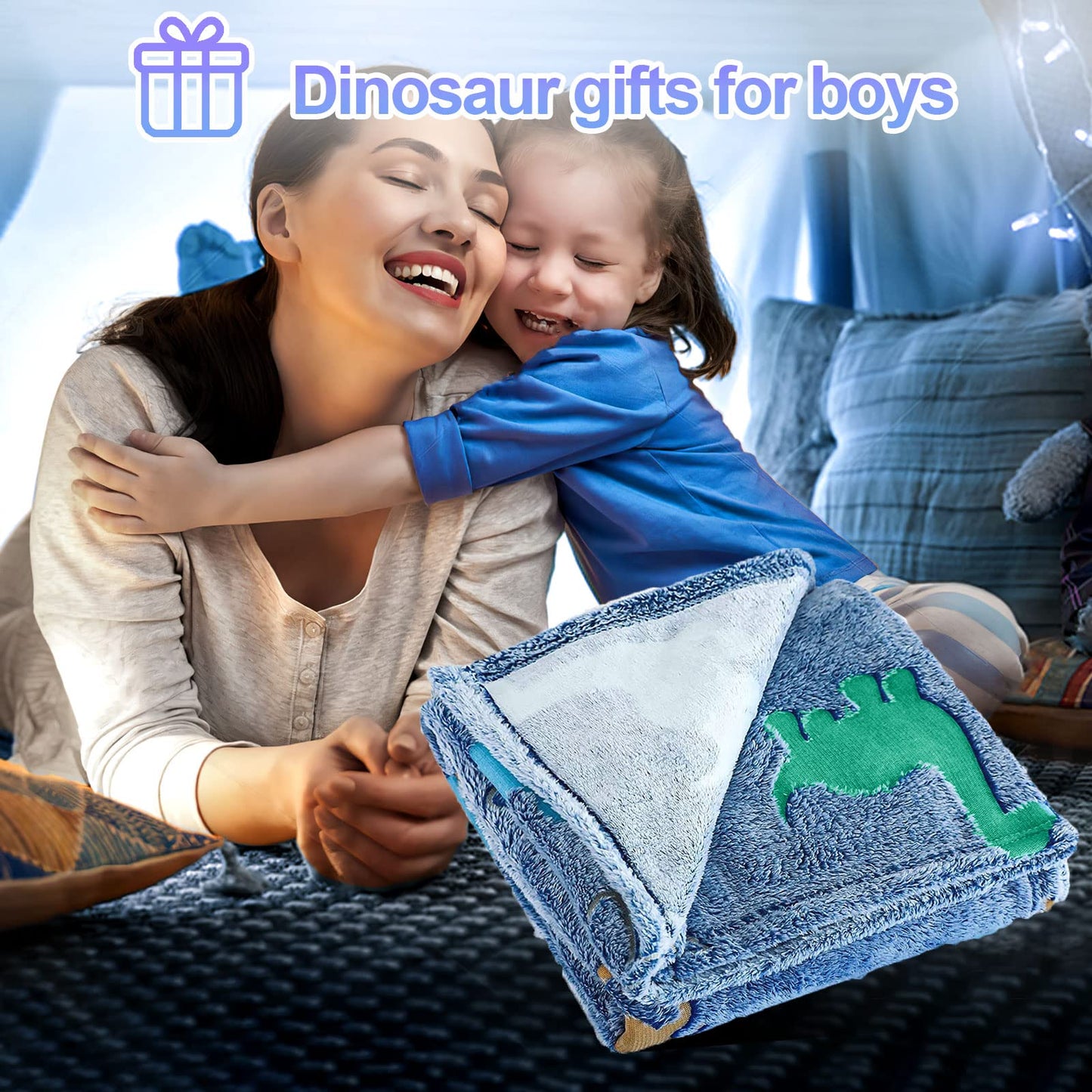 TEHALK Dinosaur Glow in The Dark Blanket for Kids, Toddler Blanket for Boys, Dinosaur Gifts for Boys/Kids, Soft Fleece Blanket Throw, Birthday Gifts 40"x60"