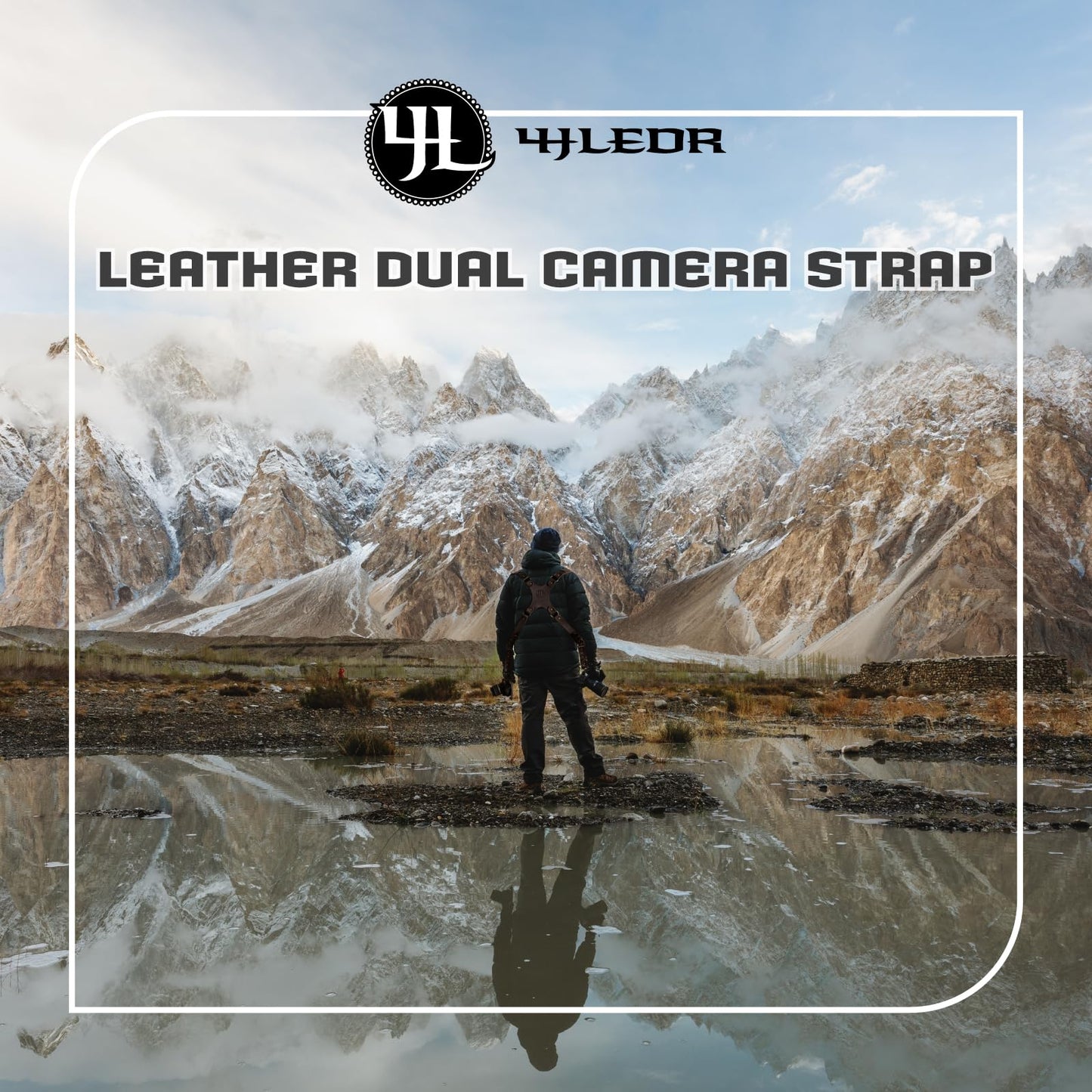 4J LEDR Camera Harness for 2 Cameras,Dual Shoulder Leather Camera Strap for DSLR/SLR,Full Grain Leather Harness,Multi Double Camera Gear Strap,Double Camera Harness for Photographers,Brown
