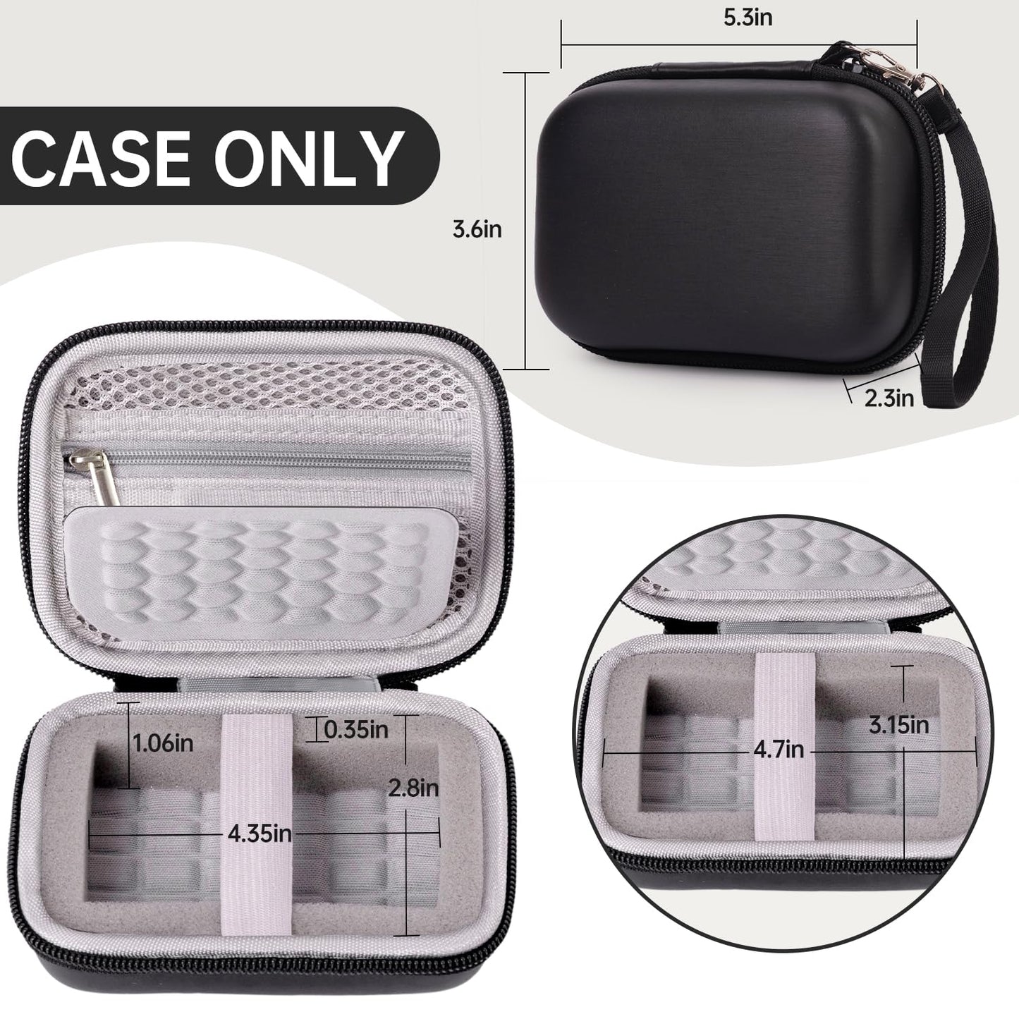 Digital Hard Camera Case Compatible with KODAK PIXPRO FZ55 FZ45/CAMKORY/CANON IXUS/SONY DSC W830 Compact Camera Pouch for Travel,Small Carrying with Mesh Pocket for USB And Charger Storage(Blcak)
