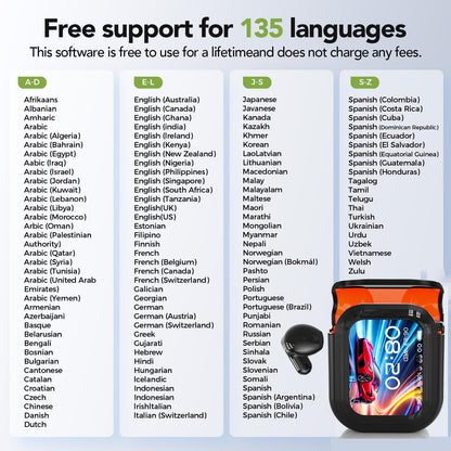 NE20 Earbuds, 2025 New NE20 AI Translation Earbuds in Real Time, Language Translator Headphones with LCD Touch Screen Audifonos Traductores Inglés Español Support 135 Languages for Travel