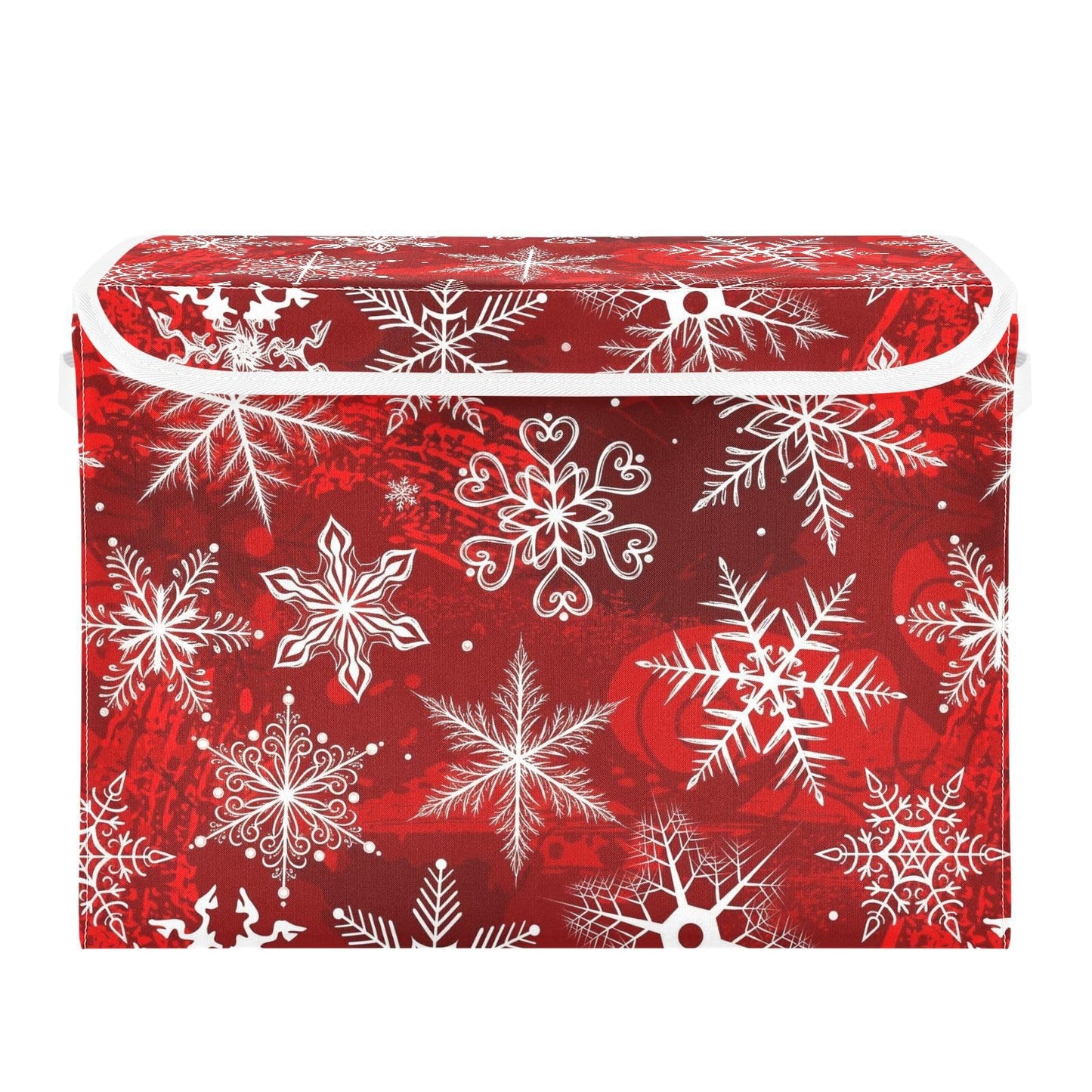 senya Christmas Baskets Collapsible Storage Bins with Lids, Christmas Red Pattern with Snowflakes Flower Storage Boxes Clothes Baskets for Organizing