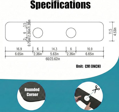 Faucet Mat for Kitchen Sink 2 Holes: 23.5’’Lx4.5’’W Splash Guard Fits 8 Inch