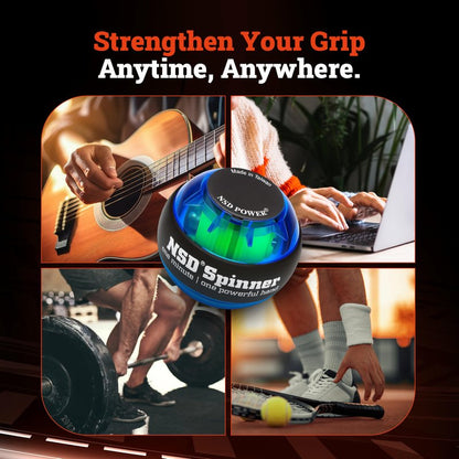 NSD Essential Crystal Spinner Gyro Ball | Grip Strengthener for Forearms, Wrist & Hands | String Start Design, Up to 18,000 RPM | Portable Wrist Trainer & Workout Equipment | Ideal for Desk Workers, Athletes & Musicians