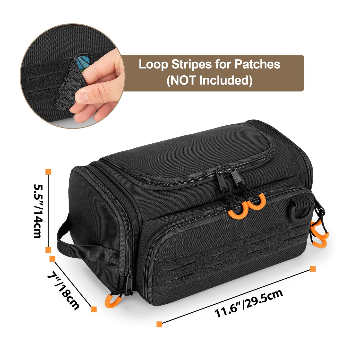 Prokva Tactical Toiletry Bag for Men, Hanging Hygiene Bag, Travel Dopp Kit Organizer for Shaving, Shower Essentials and Toiletries, Black (Empty Bag)