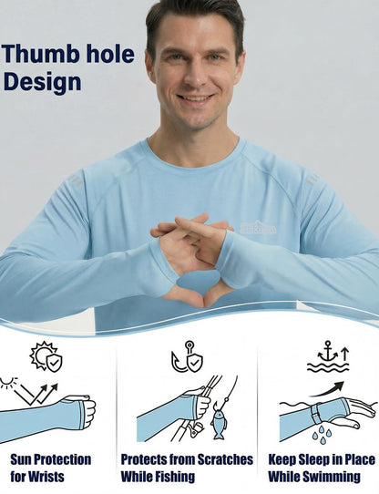 3 Pack Mens UPF 50+ Sun Protection Shirts Long Sleeve SPF Quick Dry Fishing Swim Rash Guard Athletic Workout Tops
