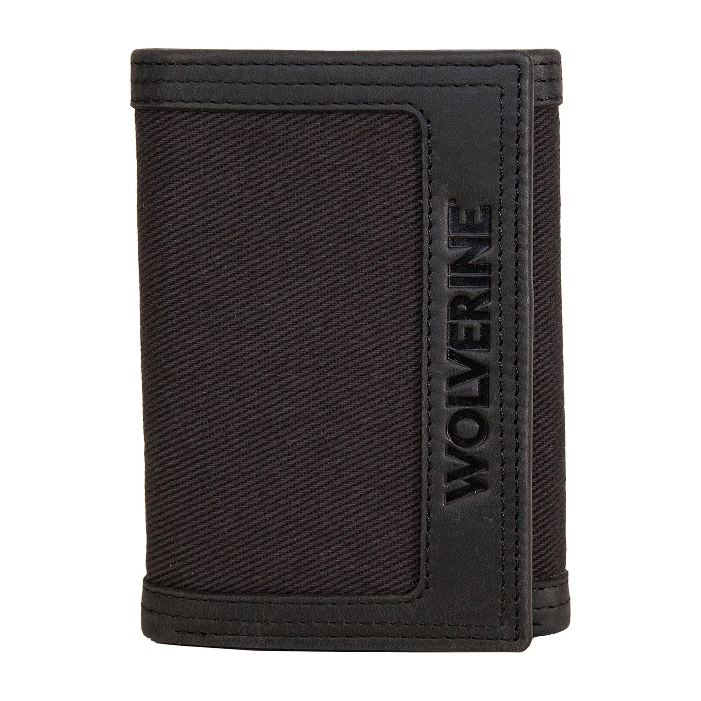 WOLVERINE Men's Trifold Wallet | RFID Blocking | Work, Canvas/Leather-Black/Grey, One Size