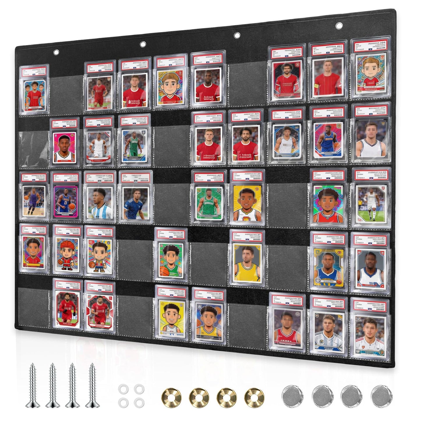 50 Pocket Trading Card Display Hanging Bag Card Holder for PSA Graded, Sports Cards, Mag Holders, Large Capaticy for Basketball Baseball Magnetic Graded Sleeves Cards Cases