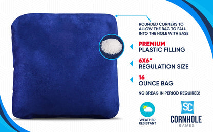 SC Cornhole Games Professional Dual Sided Cornhole Bags- 16 oz 6x6 w/Premium Resin Fill - Official Tournament Slide/Stick Pro Bean Bags - Regulation/Approved (Tropical/Retro Beach)