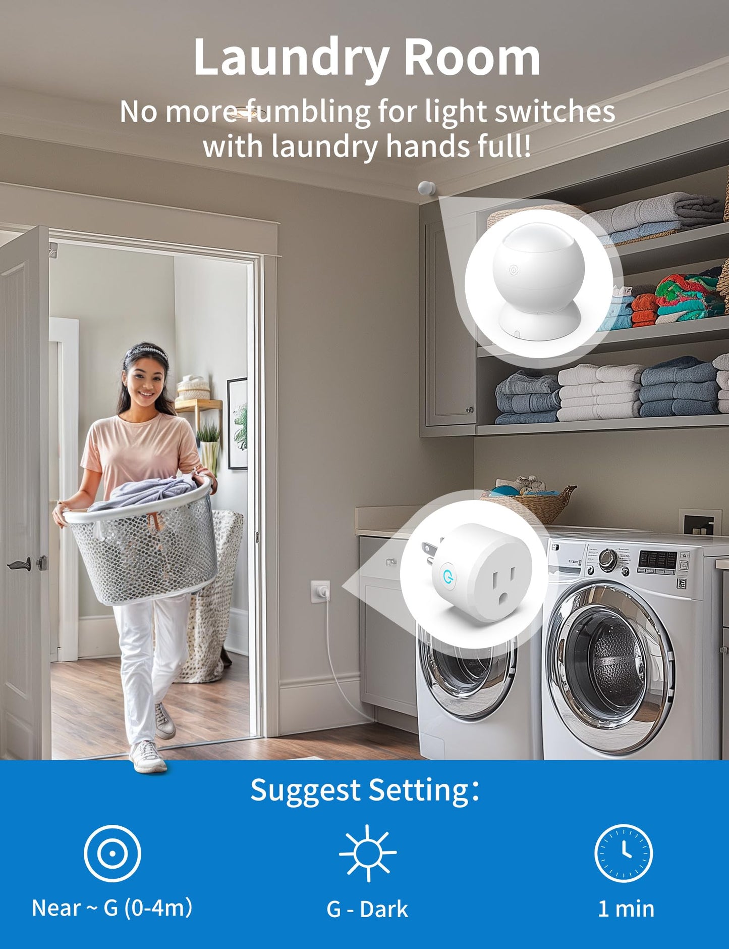 2 Pack Wireless Motion Sensor Outlet, Plug-in PIR Infrared Motion Activated Switch for Light Home Appliances Control, Motion Detector Socket for Bathroom, Garage, Laundry Room Lamps Exhaust Fan