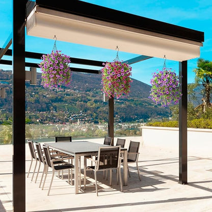 Artificial Faux Hanging Flowers Plants for Outdoor Spring Summer Decoration, 2PCS Fake Daisy Silk Plant Outside No Fade UV Resistant Realistic Home Decor for Porch Patio Window Box (Mix Purple)